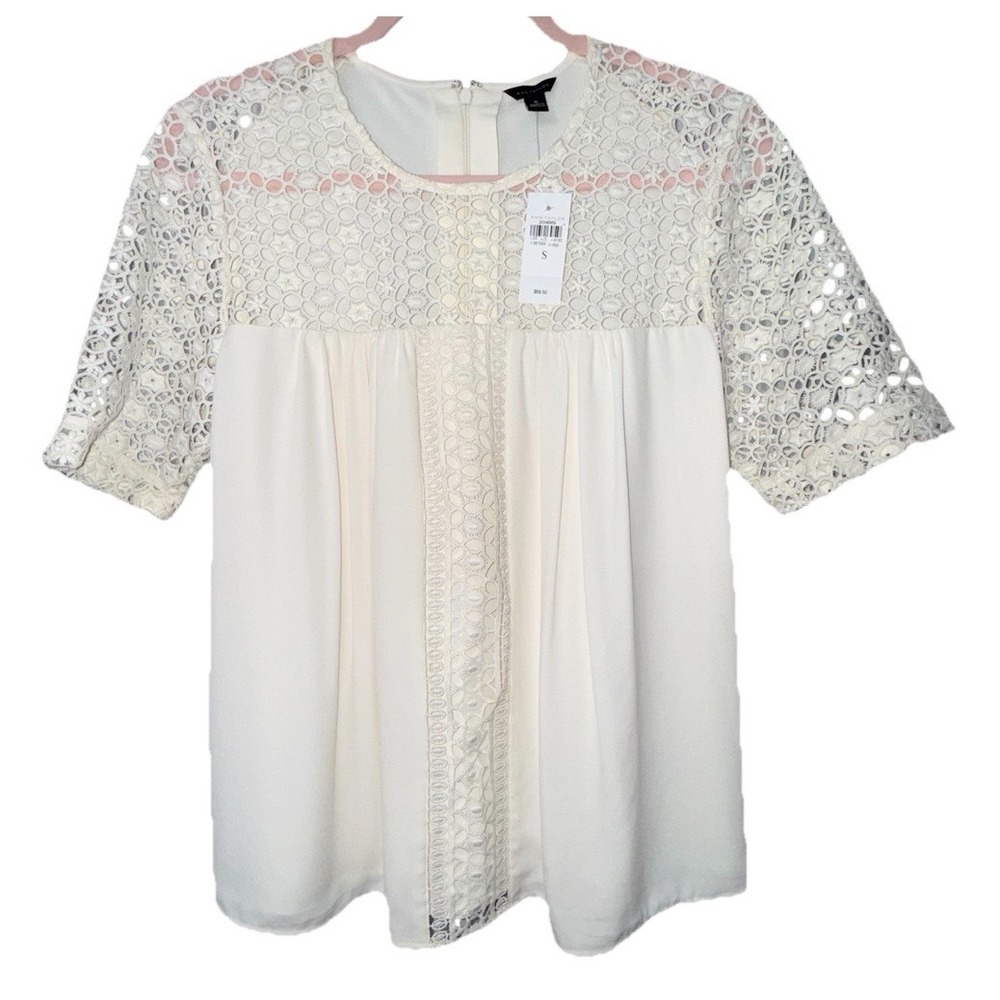 Ann Taylor Lace Yoke Blouse Size‎ S